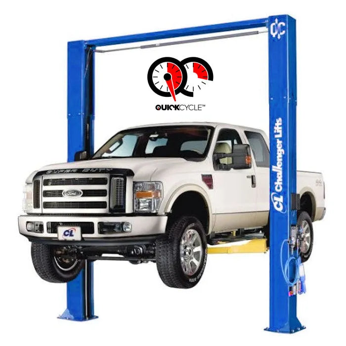 Challenger Lifts CL10V3-QC Versymmetric Adjustable Two Post Lift in Textured Red