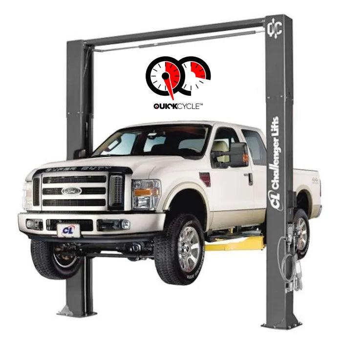Challenger Lifts CL10V3-QC Versymmetric Adjustable Two Post Lift in Textured Blue