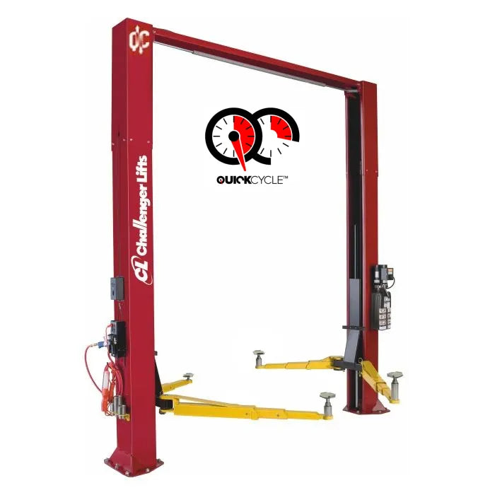 Challenger Lifts CL10V3-QC Versymmetric Adjustable Two Post Lift in Textured Black