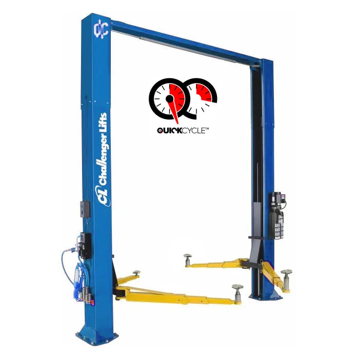 Challenger Lifts CL10V3-QC Versymmetric Adjustable Two Post Lift in Textured Red