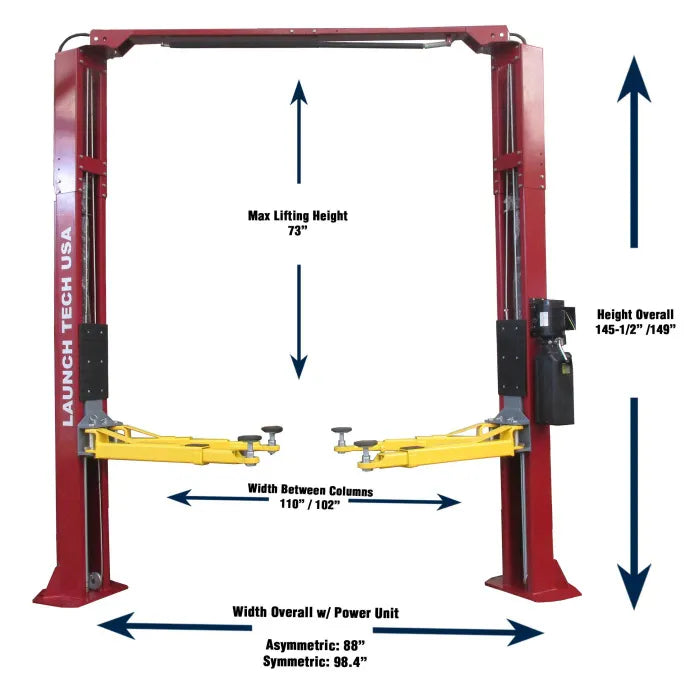 Launch Tech USA TLT210-XT Two Post Auto Lift ALI Certified