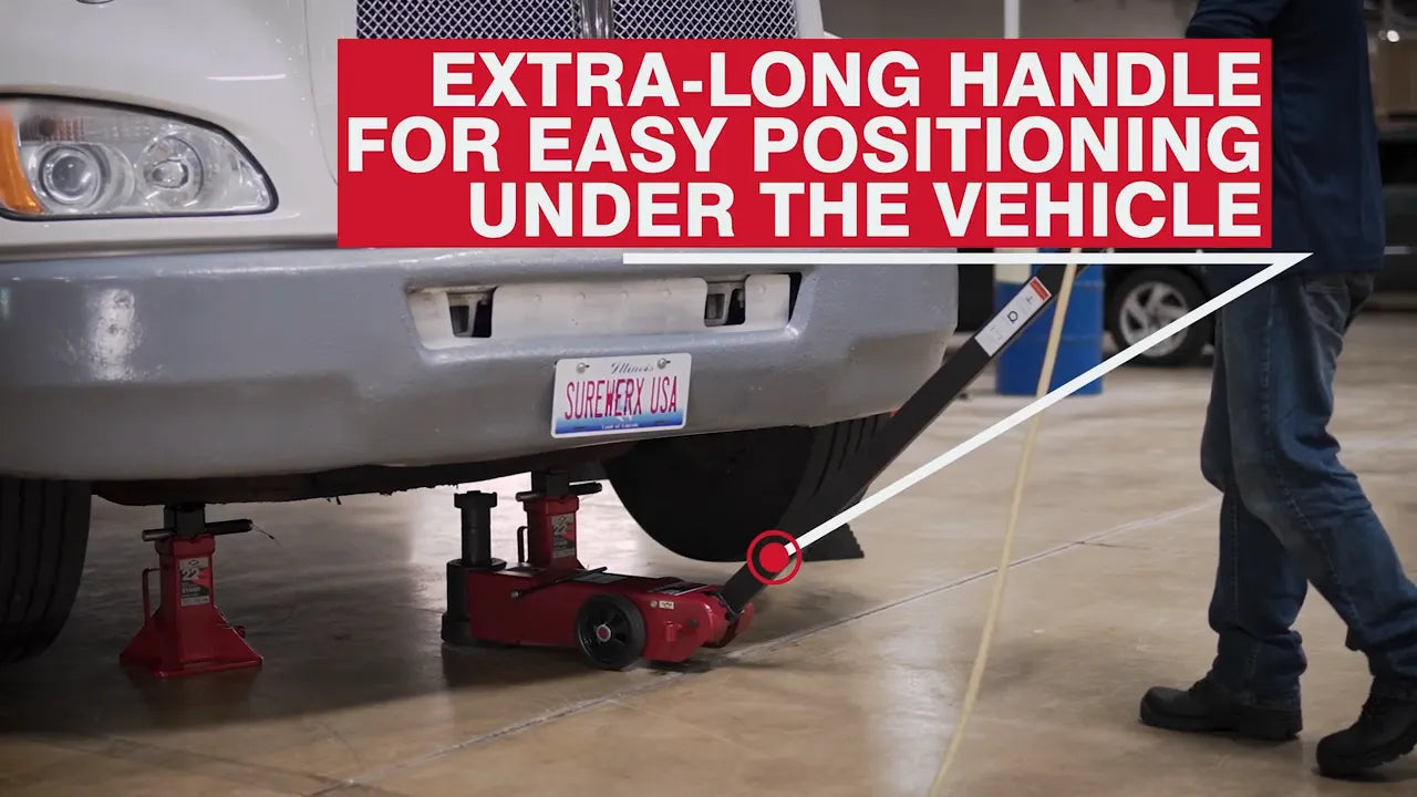 AFF 545SD 30-15-Ton 2-Stage Air Hydraulic Axle Jack In Use