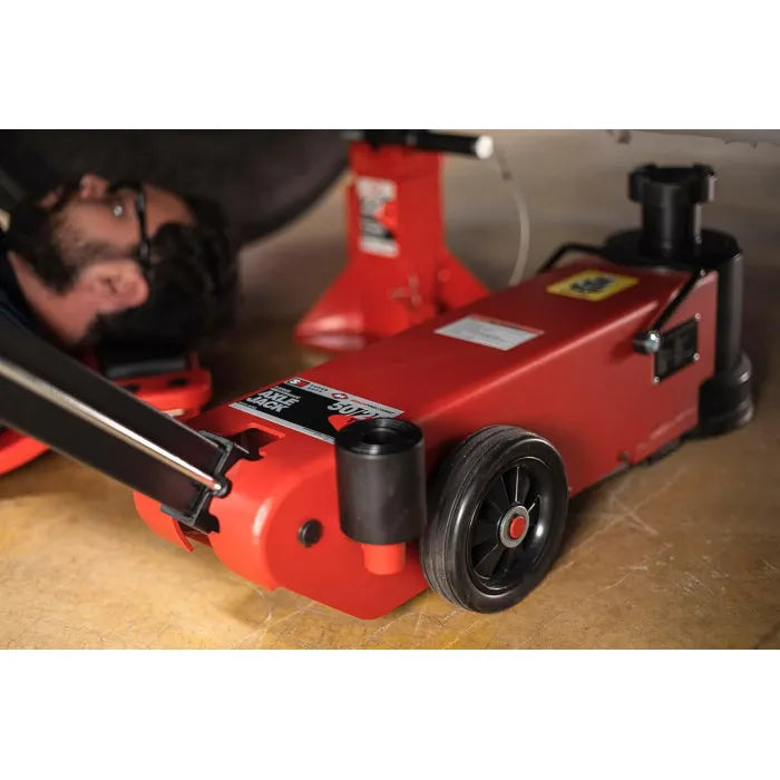 AFF 547SD 50-25-Ton 2-Stage Air Hydraulic Axle Jack In Use