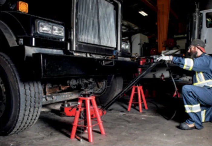 AFF 3310B 10-Ton Pin-Style High Height Jack Stands In Use