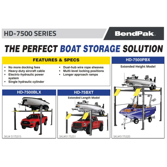 BendPak HD-7500 Series Vehicle & Boat Storage Lift Models