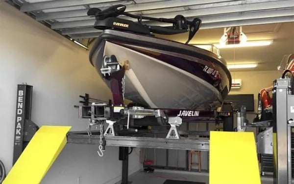 BendPak HD-7500 Series Vehicle & Boat Storage Lift In Use