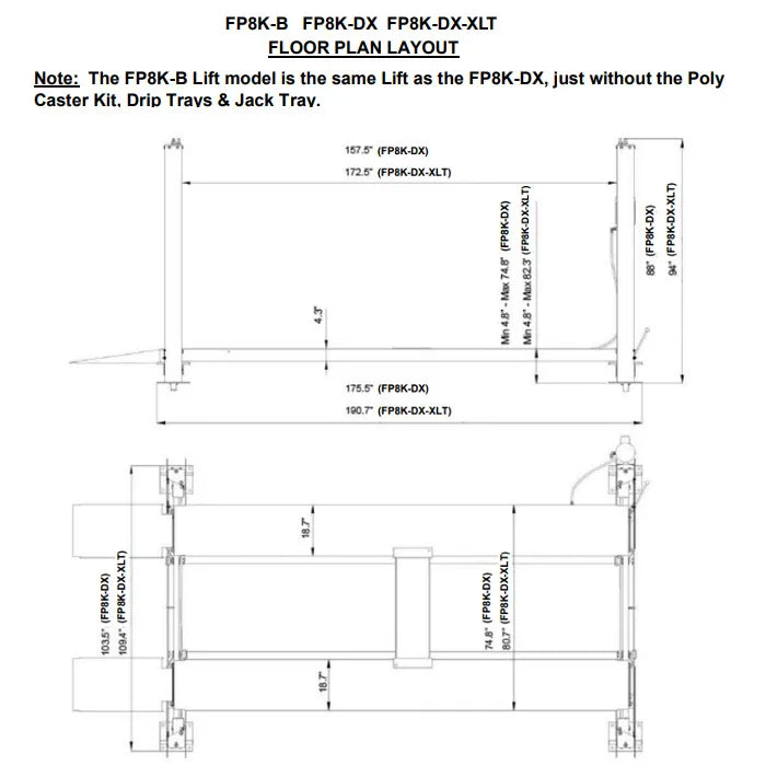 Tuxedo FP8K-DX-XLT Dimensions