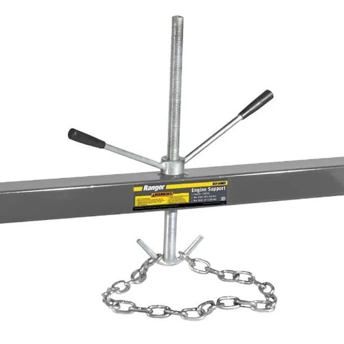 Ranger RST500-ES Engine Support Adjustable Screw, Grip Handle & Chain Closeup