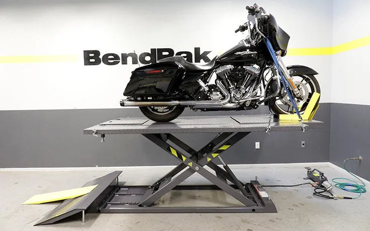 Ranger RML-1500XL Deluxe Motorcycle Lift Platform Raised
