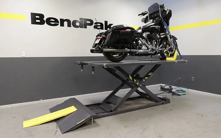 Ranger RML-1500XL Deluxe Motorcycle Lift Platform Raised