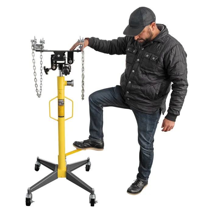 Ranger RTJ-1100 1/2-Ton Telescoping Transmission Jack In Use