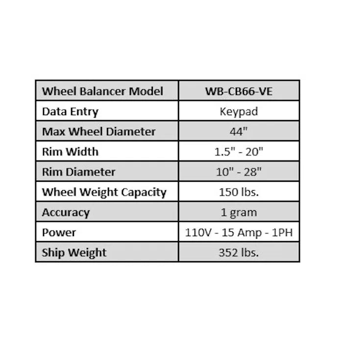 ASEplatinum WB-CB66-VE Main Shaft Dimensions