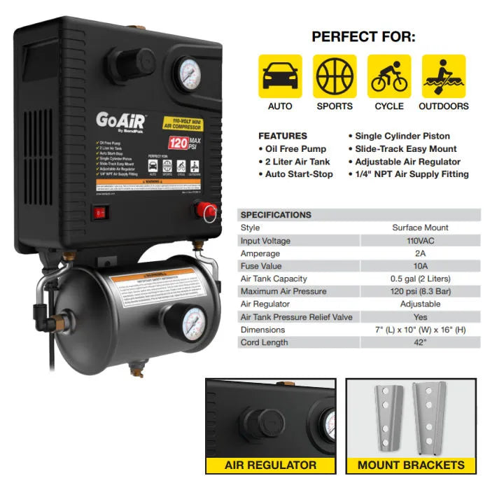 BendPak 5180052 GoAir Mini Air Compressor Mounted