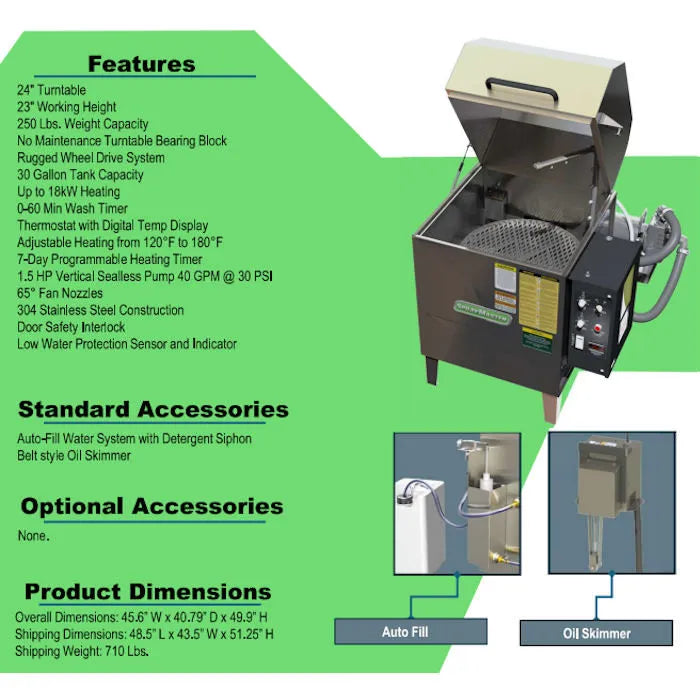 SprayMaster SM9200SS 30 Gal Stainless Spray Wash Cabinet Features
