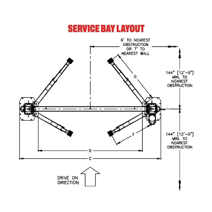 Challenger Lifts LE12-3S Heavy-Duty Two Post Lift 12,000 lbs. Capacity 3-Stage Front & Rear Arms