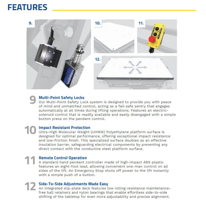 BendPak EVS4500 EV Battery and Powertrain Lift Table Features