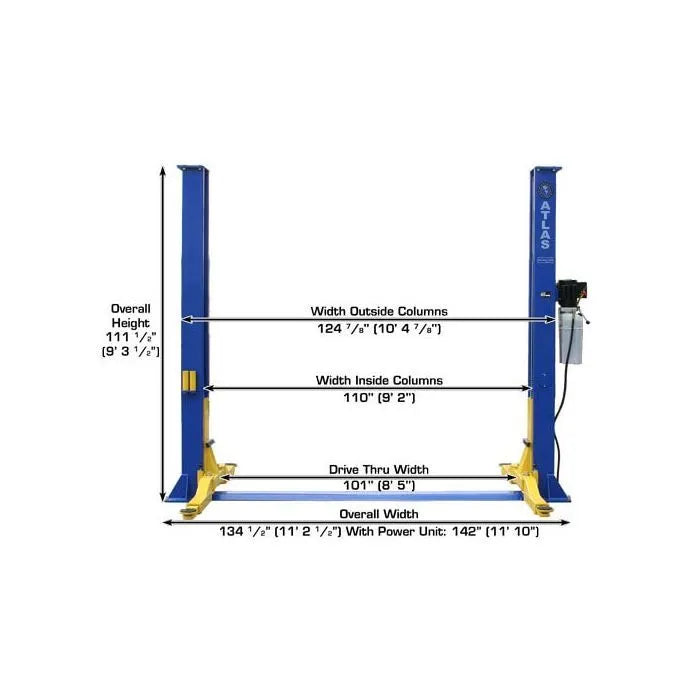 Atlas 9KOHX Overhead Two Post Lift Truck Adapter Heights