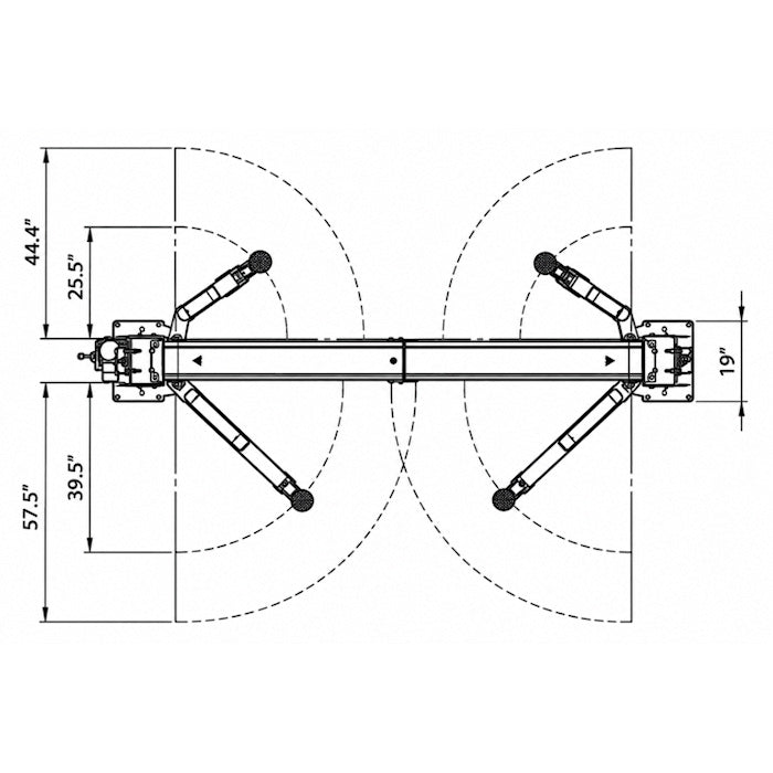Eagle EAG-10C Clear Floor Two Post Lift Dimensions