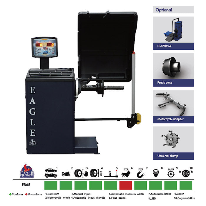 Eagle EB-68 Ultra-High Performance Wheel Balancer Features