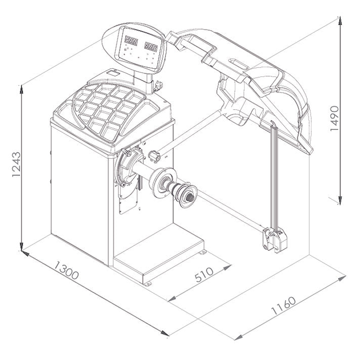 Eagle EB-68 Ultra-High Performance Wheel Balancer Dimensions