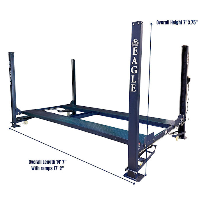 Eagle MS-8000 Four Post Parking Lift Dimensions