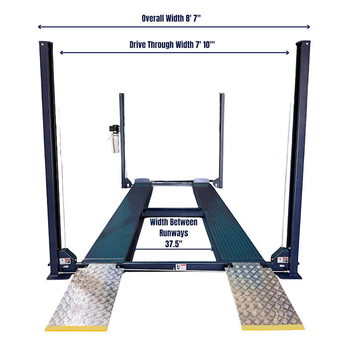 Eagle MS-8000 Four Post Parking Lift Dimensions
