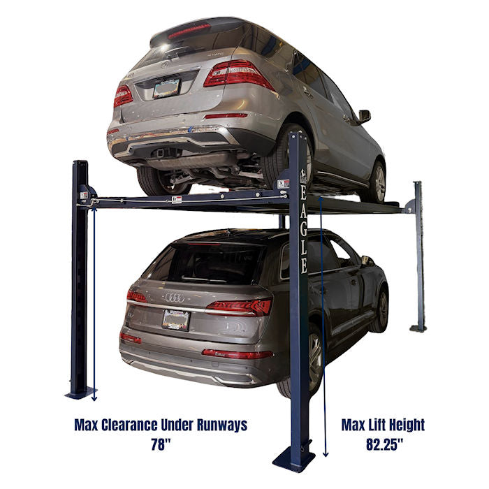 Eagle MS-8000-XLT Extra Large Four Post Parking Lift Dimensions