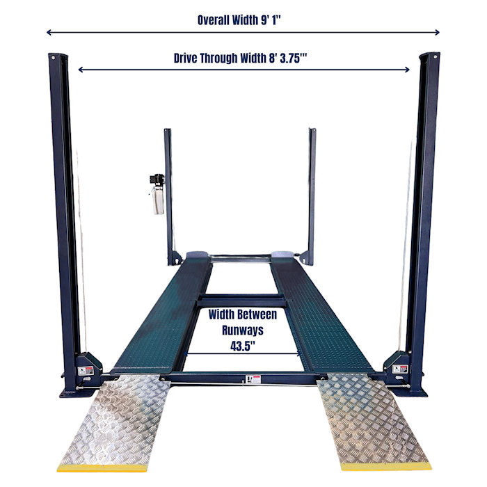 Eagle MS-8000-XLT Extra Large Four Post Parking Lift Dimensions