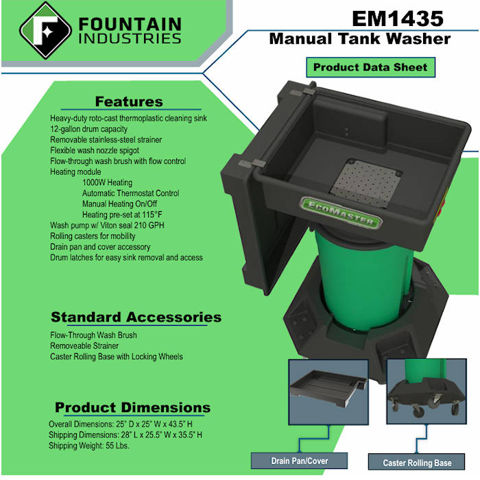 EcoMaster EM1435 Aqueous Brake Washer Features 