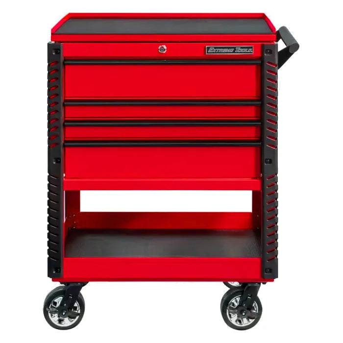 Extreme Tools EX Pro 33" 4 Drawer Deluxe Tool Cart Red with Black Drawer Pulls