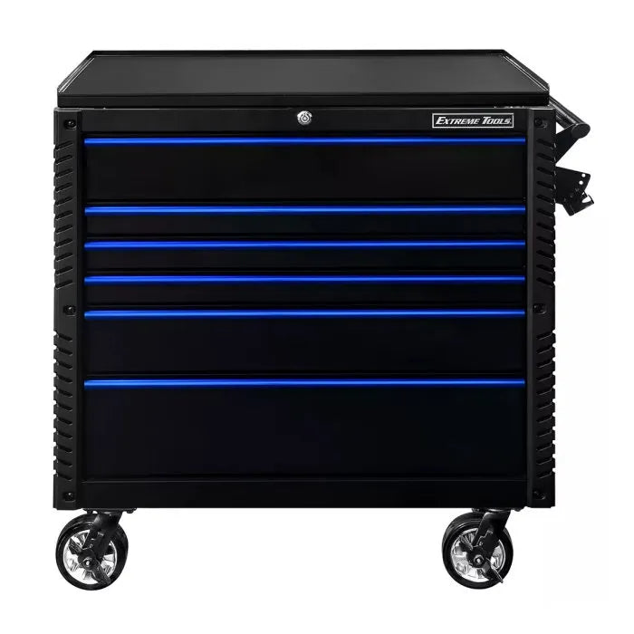 Extreme Tools EX Pro 41" 6 Drawer Tool Cart Black with Blue Drawer Handles