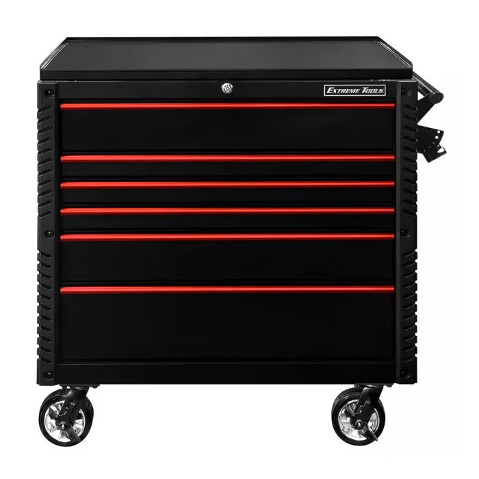 Extreme Tools EX Pro 41" 6 Drawer Tool Cart Black with Red Drawer Handles