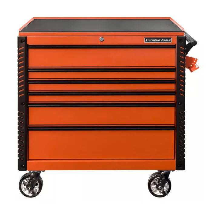 Extreme Tools EX Pro 41" 6 Drawer Tool Cart Orange with Black Drawer Handles