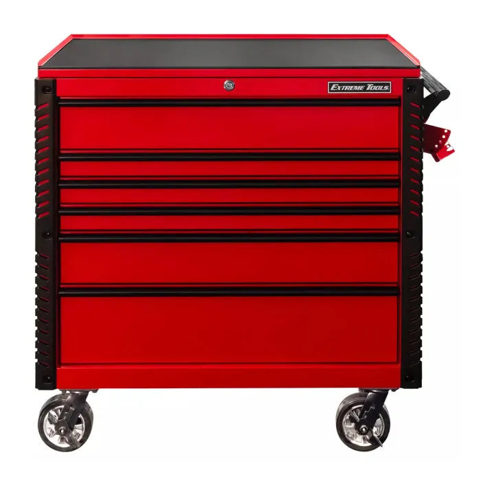 Extreme Tools EX Pro 41" 6 Drawer Tool Cart Red with Black Drawer Handles