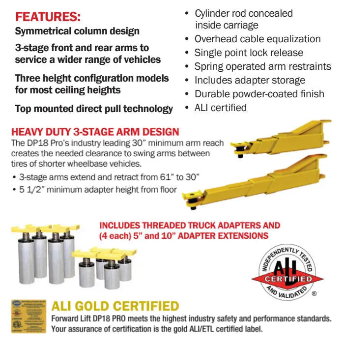 Forward Lift DP18PN002 Premium Heavy-Duty Two Post Truck Lift ALI Certified $550 Rebate