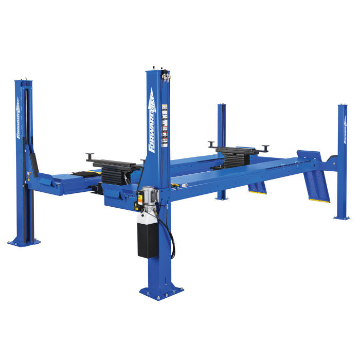 Forward Lift CROA14 Four Post Open Front Alignment Lift Commercial Grade Long Length 14,000 lbs. Capacity In Blue