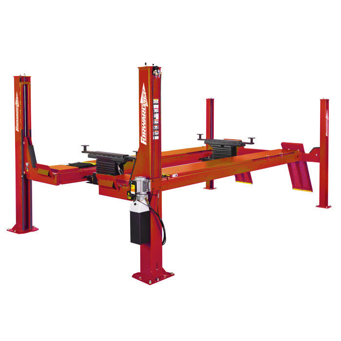Forward Lift CROA14 Four Post Open Front Alignment Lift Commercial Grade Long Length 14,000 lbs. Capacity In Red