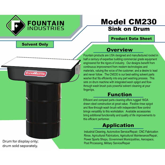 CleanMaster CM230 Solvent Sink Parts Washer Function 