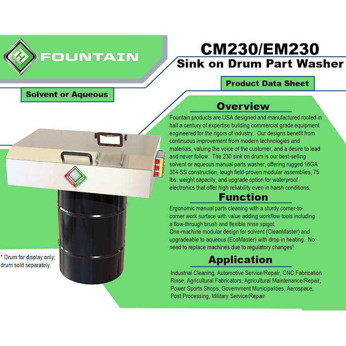 CleanMaster CMX30 Stainless Solvent Sink Parts Washer Function 