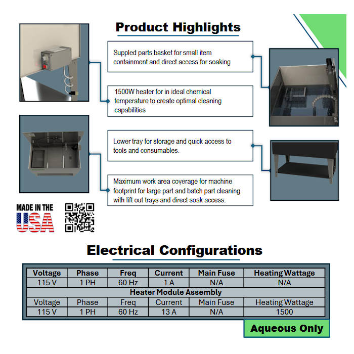 EcoMaster EM440 Stainless Aqueous Parts Washer Highlights 