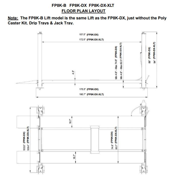 ASEplatinum WH8K-B Four Post Basic Lift