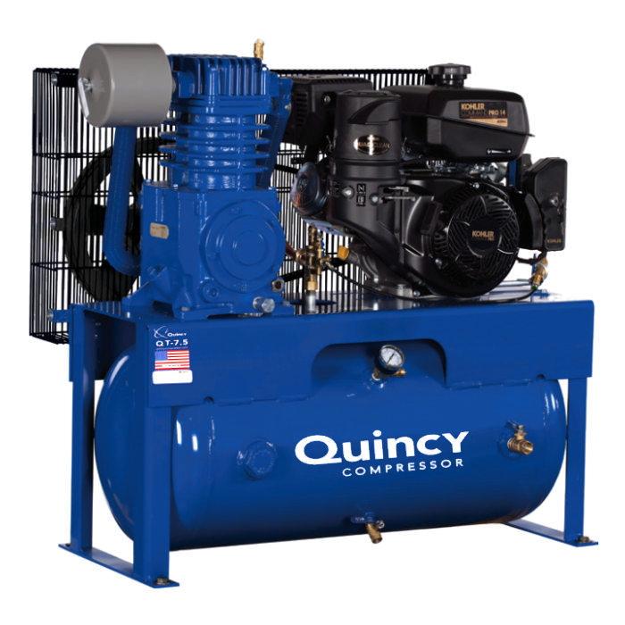 Quincy G214K30HCD 14HP Kohler Engine Driven Air Compressor QTG Gasoline Driven Model 23CFM 30 Gallon Horizontal Tank