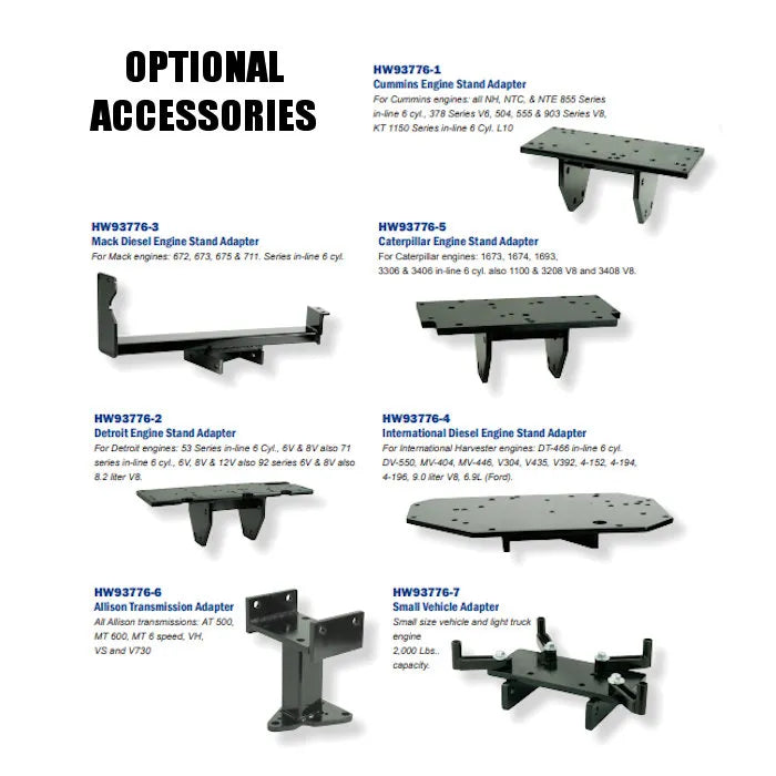 Hein-Werner HW93776 3-Ton Heavy-Duty Truck Engine Stand Optional Accessories