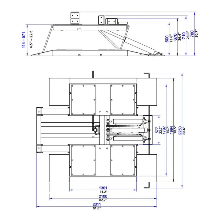 iDEAL LR-10K-TLPAD Low-Rise Commercial Pad Lift Lowered With Pedestal