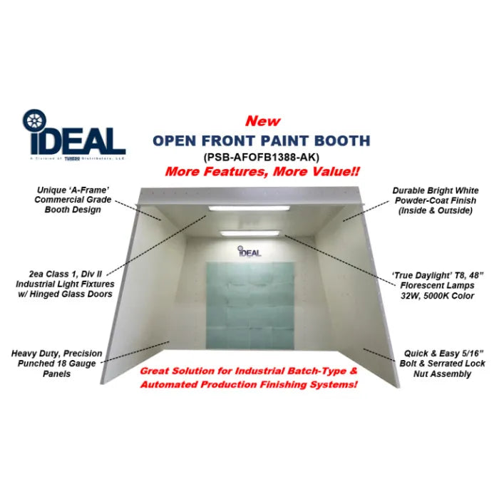 iDEAL PSB-AFOFB1388-AK-3PH Open Front Paint Spray Booth Features