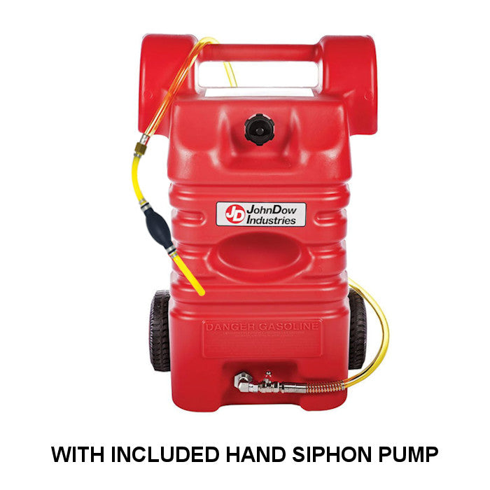 JohnDow FC-15PFC 15-Gallon Portable Poly Gas Caddy Includes Hand Siphon Pump