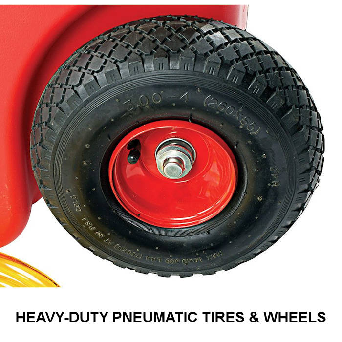 JohnDow FC-15PFC 15-Gallon Portable Poly Gas Caddy Heavy-Duty Pneumatic Tires 