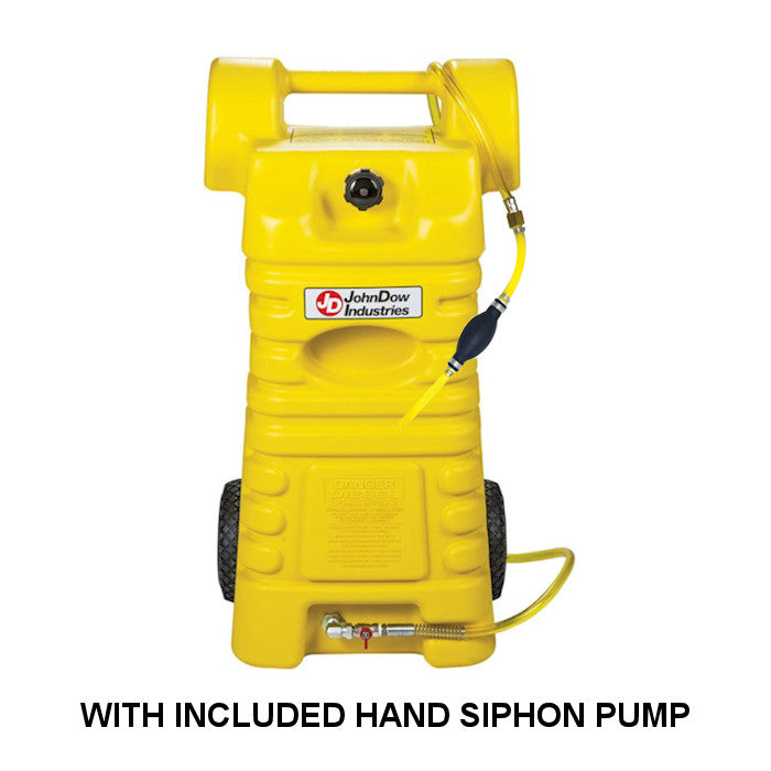 JohnDow FC-25PFC-D 25-Gallon Portable Poly Diesel Caddy With Included Hand Siphon Pump 