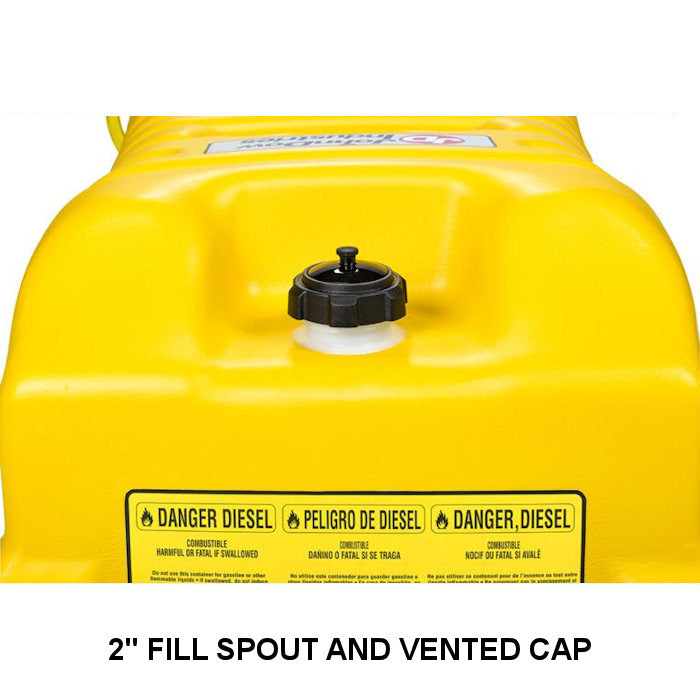 JohnDow FC-25PFC-D 25-Gallon Portable Poly Diesel Caddy 2" Fill Spout and Vented Cap 