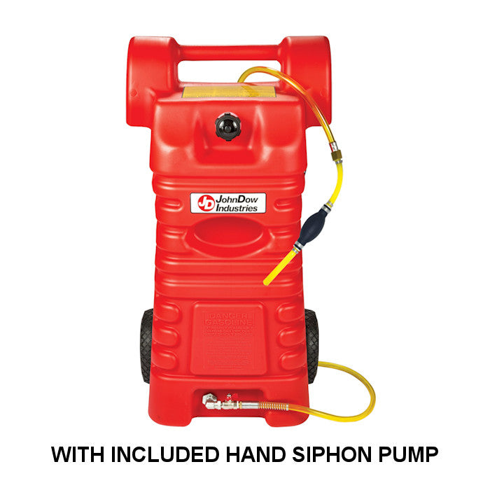 JohnDow FC-25PFC 25-Gallon Portable Poly Gas Caddy With Included Hand Siphon Pump 